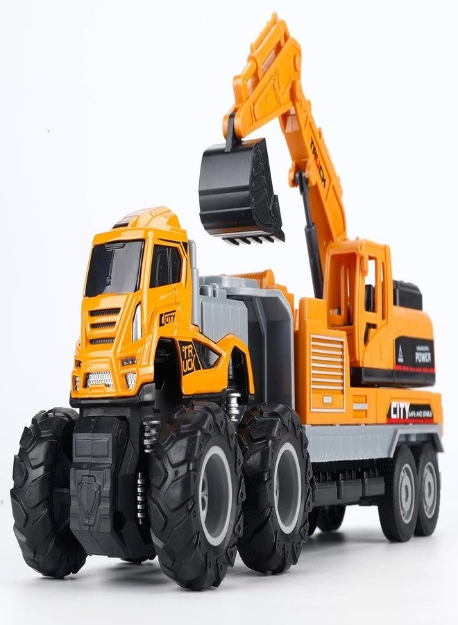 ISTOSY Friction Powered Excavator Construction Truck Toy for Kids Boys Engineering Diggers Die cast Alloy Model Tow Truck Pull Back Vehicle Gift - Image 1